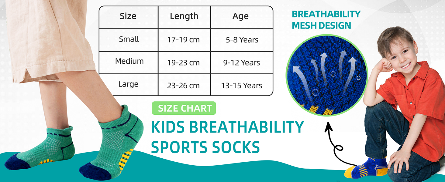 Eyean Kids Athletic Half Cushioned Ankle Socks Boys Girls Cotton Sport Low Cut Socks 6 Pairs