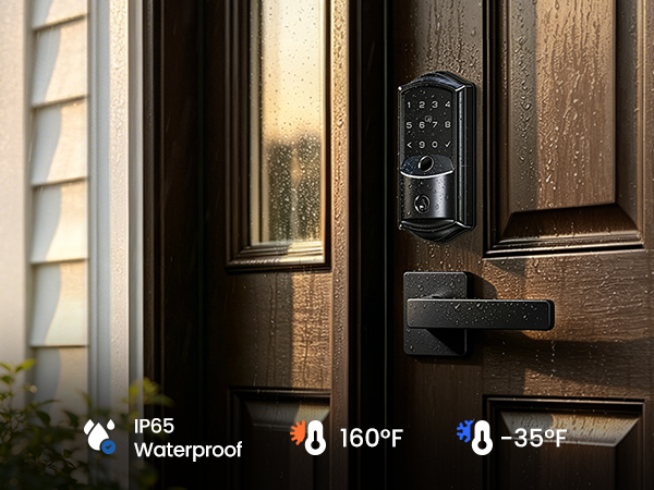 IP65 Waterproof smart door lock with handle