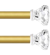 TVWOO 2 Pack Gold Curtain Rods 28 to 48 Inch,3/4 Inch Adjustable Curtain Rod Set,Modern Single Wi...