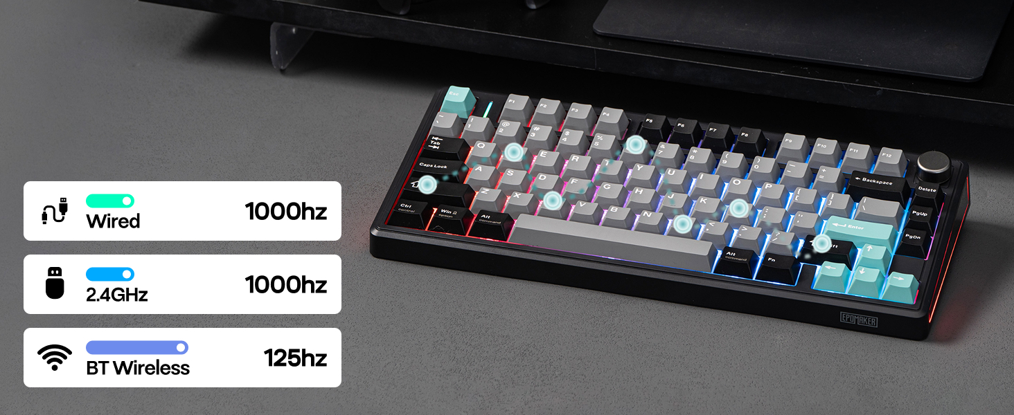 EPOMAKER TH80 V2 Tri-Mode Wireless Mechanical Gaming Keyboard