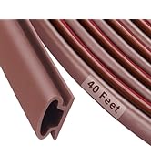 Fingwerk 40 Feet Rubber Weather Stripping Door Seal Strip, Self-Adhesive Backing D-Shape Door Wea...