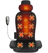 comrelax Back Massager with Heat, 8-Motor Vibration Chair Massage Pad with Heated Neck Pillow, 5 ...