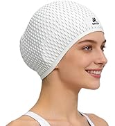 OMID Extra Large Silicone Swim Cap for Adults with Long & Curly Hair – Low-Drag Design, Secure & ...