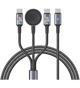 72W Super Fast Charging 3-in-1 Multi Charging Cable, Dual USB-C Ports for iWatch Ultra/SE/10-1/iP...