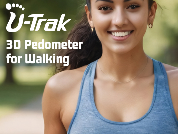 U-Trak 3D Pedometer for Walking with Removable Clip and Carabiner