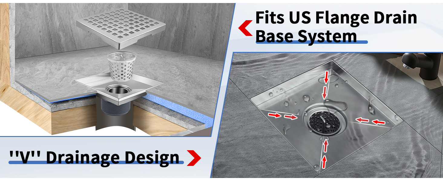 304 Stainless Steel Square Shower Drain