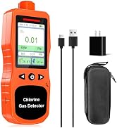 ZYKYCX Chlorine Gas Detector | 0.01PPM Resolution & Range 0-20PPM | Rechargeable with Temp/Humidi...