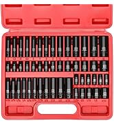 MIXPOWER 50 Pieces 1/4" Dr. Impact Socket Set, CR-V, 6 Point, SAE/Metric, 5/32 Inch - 9/16 Inch, ...