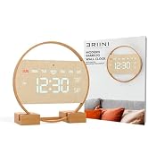 Driini Modern Digital LED Wall Clock - Bamboo Wood with Large Number Display - Day of Week, Time,...