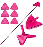 JEHONN Wall Mop with Long Handle 80 inches, Upgraded 180° Collapsible Baseboard Cleaner Tool with...