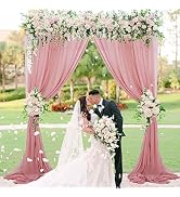 FUHSY Dusty Rose Curtains 2 Panels 9ft Sheer Backdrop Curtains Chiffon Fabric Wedding Drapery Win...