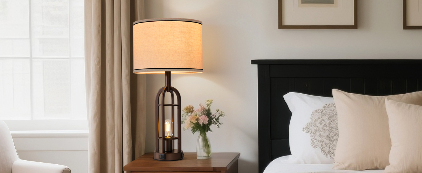 farmhouse table lamps for living room set of 2 Industrial Nightstand Lamps for Bedroom