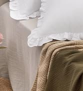 PHF Cotton Muslin Ruffle Pillow Shams Standard Size, 26" x 20", 2 Pack 3-Layer Gauze Pillow Cases...