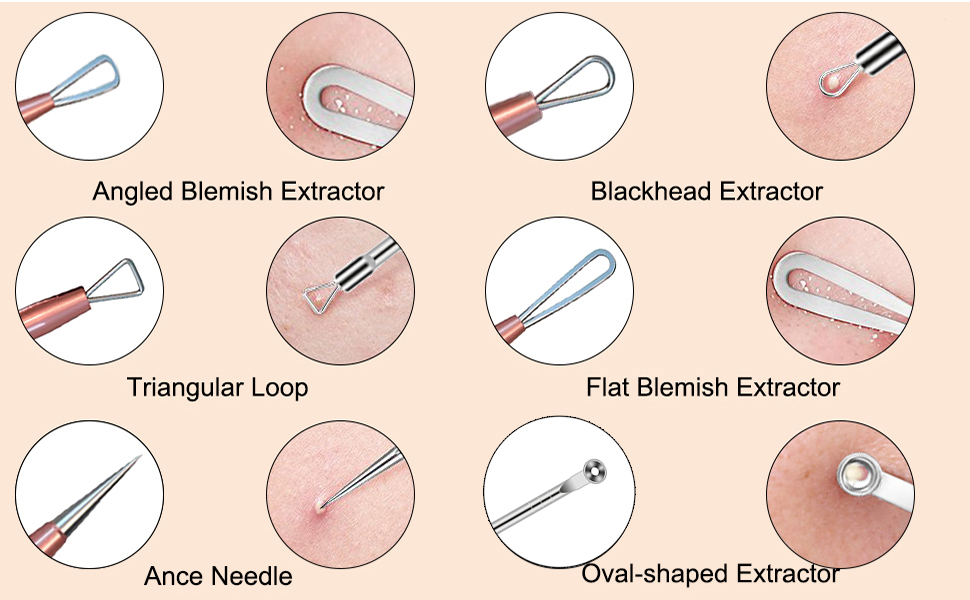 Pimple Popper Tool Kit , 6 Pcs Blackhead Remover Acne Needle Tools