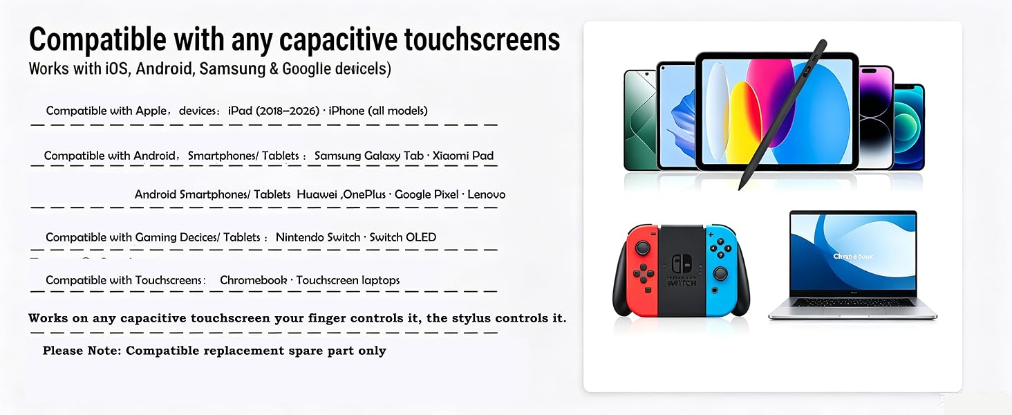 ED Power Display|Tilt Sensitivity|Fast Charging|Works on iPad · iPhone · Android · Switch