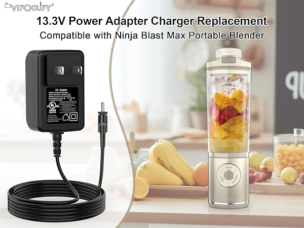 13.3V Charger Power Cord for Ninja Blast Max Portable Blender
