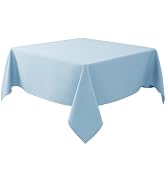 Biscaynebay Fabric Square Tablecloths 54x54 Inches, Light Blue Water Resistant Spill Proof Table ...
