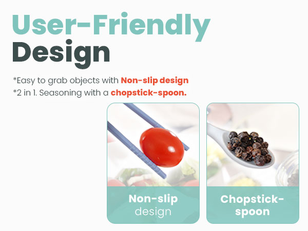 Non-slip design, 2 in 1 chopstick and spoon