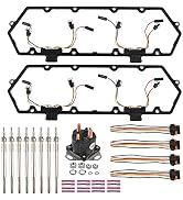FGJQEFG Injector Glow Plug Harnesses + Valve Cover Gaskets + Relay Solenoid Compatible with 94-03...