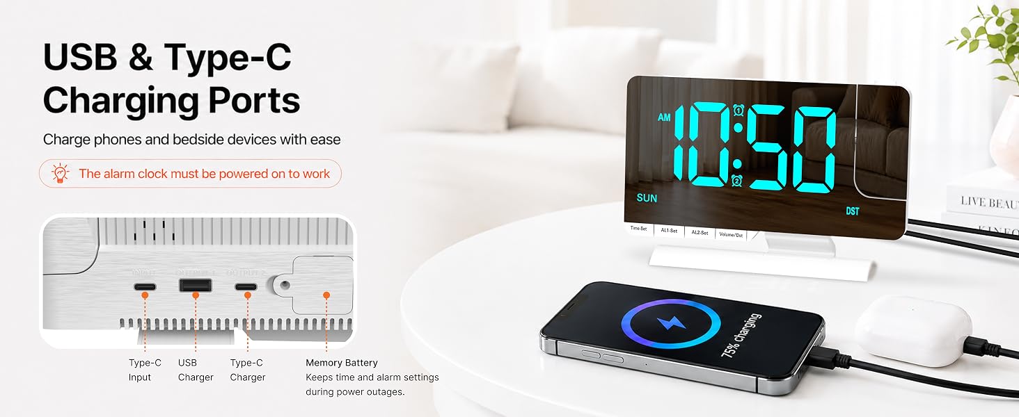 USB & Type-C Charging Ports