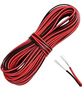 65.6ft 2pin 22AWG Electrical Wire, 22/2 20m Low Voltage Red and Black Wire | 22 Gauge, 2 Wire Cab...