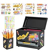 Pencil Dispenser for Classroom Stainless Steel Pencil Holder for Desk, Pencil Dispenser Set with ...