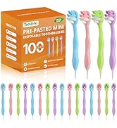 TuckPoki 100-Pack Pre-Pasted Mini Travel Toothbrushes, Individually Wrapped Bulk Pack, Disposable...