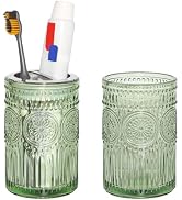 Tonxus Toothbrush Holders for Bathrooms, 2pcs Floral Glass Toothbrush Holder, 12oz Bathroom Tumbl...