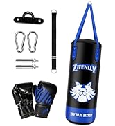 ZTTENLLY Kids Punching Bag with Gloves - PU Leather & Adjustable Height Strap - Boxing Bag Set fo...