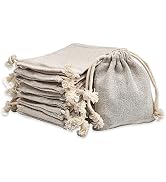 calary 50pcs Double Canvas Drawstring Bag Cotton Pouch Gift Sachet Bags Muslin Bag Reusable Tea B...