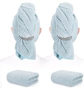 BEoffer 2 Pack Microfiber Hair Towel - 41 x 24 inches Super Soft, Absorbent, Fast Drying Without ...
