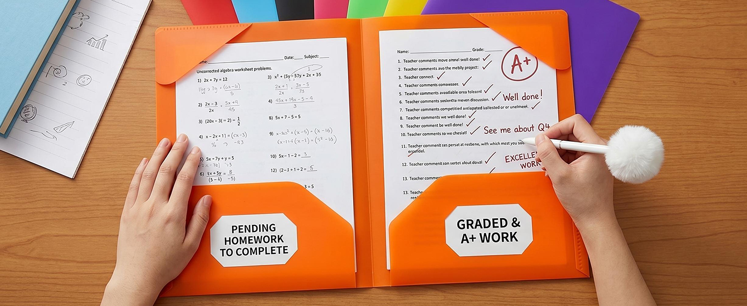 plastic folders with pockets