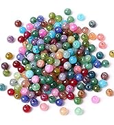 Cadikez 200PCS Natural Stone Beads 8MM Smooth Round Agate Gemstone Beads Spacer Beading Colorful ...