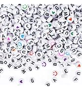 Gionlion 1200+Pcs Letter Beads for Bracelet Making, Round Alphabet Beads for Jewelry Making with ...