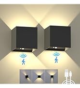 SURPALIG Battery Operated Wall Sconce Set of 2, Motion Sensor Light Indoor, 6000mAh Wall Lights R...