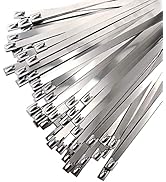 HS Metal Zip Ties Stainless Steel Cable Tie 11.8 Inch (100 Pack) Extra Heavy Duty Self-Locking St...