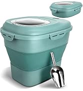 TIOVERY Dog Food Storage Container, Airtight Collapsible 13lb to 30lb Pet Food Container with Fli...