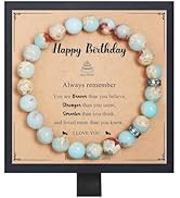 Fmeida Birthday Gifts for Women - Natural Stone Stretch Bracelets for 30th 35th 40th 45th 50th 60...