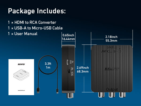 BENFEI HDMI to RCA Adapter, 1080p HDMI to AV 3RCA CVBS Composite Video Audio Converter