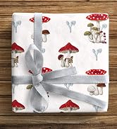 ZINTBIAL Mushroom Wrapping Paper for Kids Adults- Black White Funny Plant Gift Packaging for Spri...