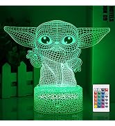 Star Wars 3D Night Light:Baby Yoda LED Lamp with Remote Control and Smart Touch, LED Desk Lamp Yo...