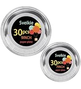 Sveikie 60-Piece Silver Disposable Plate Set - 30 9-inch and 30 7-inch Silver Dessert Paper Plate...