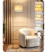 GOEBLESON Floor Lamp for Living Room, 3-Color Temperatures with Pull Chain Switch, Standing Lamp ...