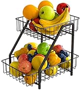 MaraFansie 2-Tier Fruit Basket Countertop Fruit Bowl Bread Basket Vegetable Holder Storage Stand,...