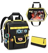 Rexmica Tool Bag Backpack with Zipper Pouch and Magnetic Attraction Area, Heavy-Duty Tool Storage...