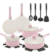 GreenLife 16-Piece Nonstick Cookware Set, Non-Toxic Ceramic Pots and Pans Set, Durable Healthy Ki...