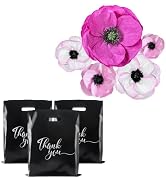 Rainbows & Lilies 3D Paper Flowers Decorations for Wall + 100 Plastic Merchandise Thank You Bags ...