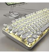 SEUNKWANG EWEADN TK100 Typewriter Style Wired Mechanical Keyboard, 104 Keys Aesthetic Typewriter ...