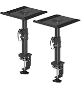 suptek Clamp-on Speaker Stand Desk Mount Set, Height Adjustment, Tilt, Swivel, 9.6 x 8.8 inch Tra...