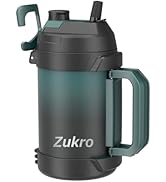 Zukro 1 Gallon Water Jug, One Gallon Large Triple Wall Insulated Metal Jug With Straw and Spout, ...